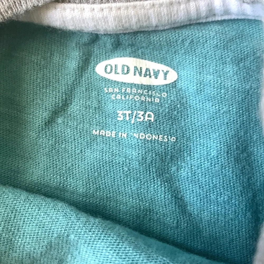 Old Navy 3T Boys Teal Blue Long Sleeve Shirt Kids Top Live Out Loud Size 3